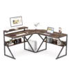L-Shaped Desk, Corner Computer Desk with Shelves
