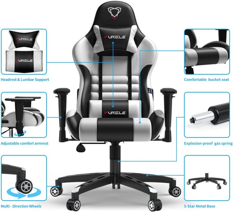 Gaming Chair - Furgle Gamer Chair - Office Chair - Swing Mode - with Headrest and Lumbar Support (WB) - Image 11