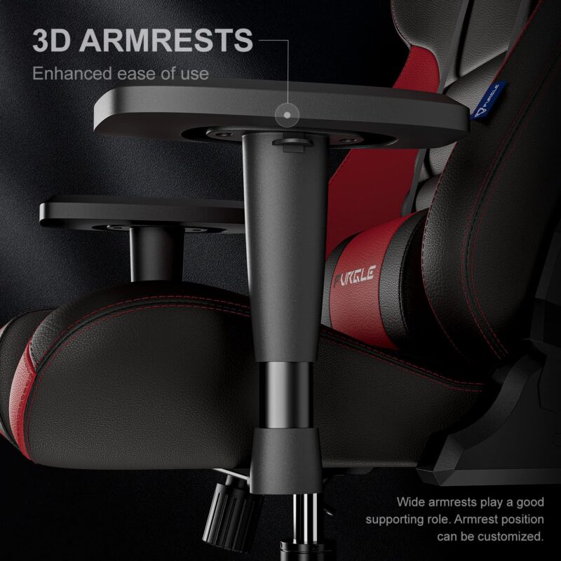 Furgle Gaming Chair, , PU Leather Ergonomic Video Game Chairs with Headrest and Lumbar Support, Rocking Mode,(Black/Red) - Image 2