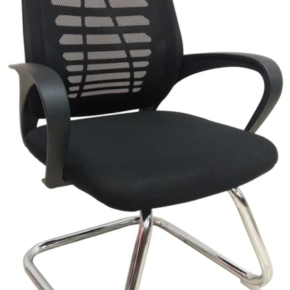 High Foam Mesh Mid-Back Guest/Reception Chair, with Contoured Mesh Seat – Black