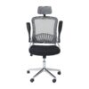 Mesh High Back Ergonomic Chair with Arms and Headrest (Grey and Black) - Image 9