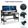 Gaming Desk, 55-Inch Computer Desk with Monitor Shelf - Image 6