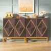 Sideboard Buffet Set of 2, Accent Console Cabinet with Adjustable Shelf - Image 4