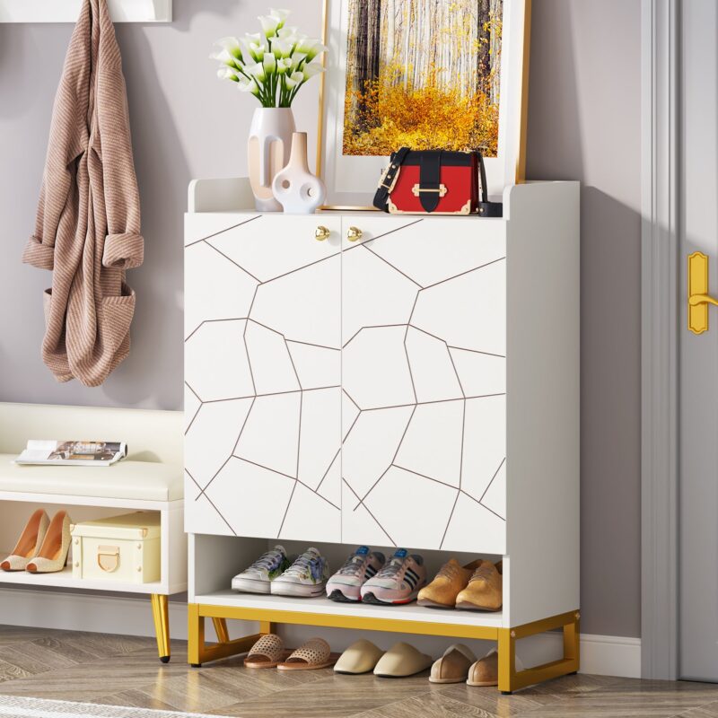 Shoe Cabinet, 6-Tiers Shoe Storage Organizer with Doors - Image 5