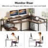 L-Shaped Desk, Corner Desk with Power Outlets, Monitor Stand & Drawer - Image 5