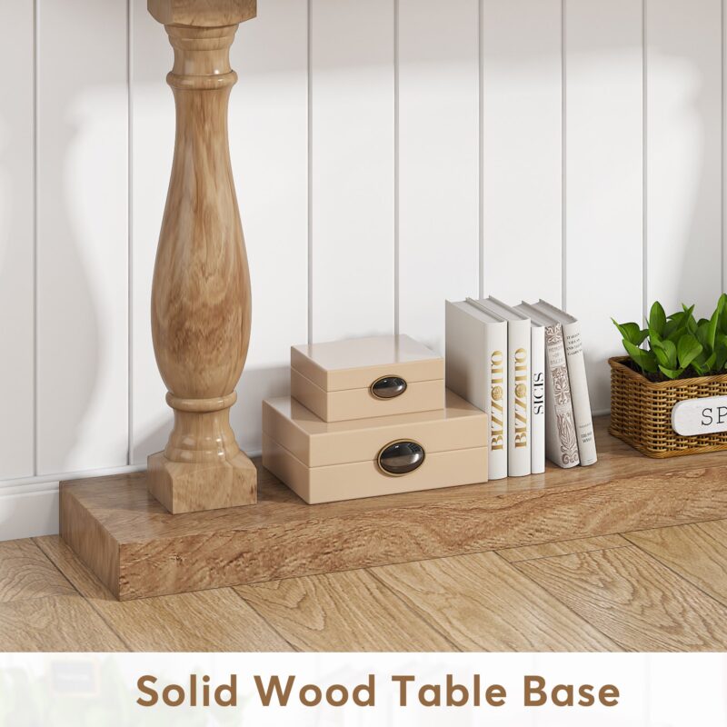 Console Table, 63" Solid Wood Entryway Table with Floor Shelf - Image 6