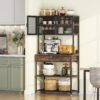 Kitchen Baker's Rack, Microwave Oven Stand with Hutch and Drawer - Image 2