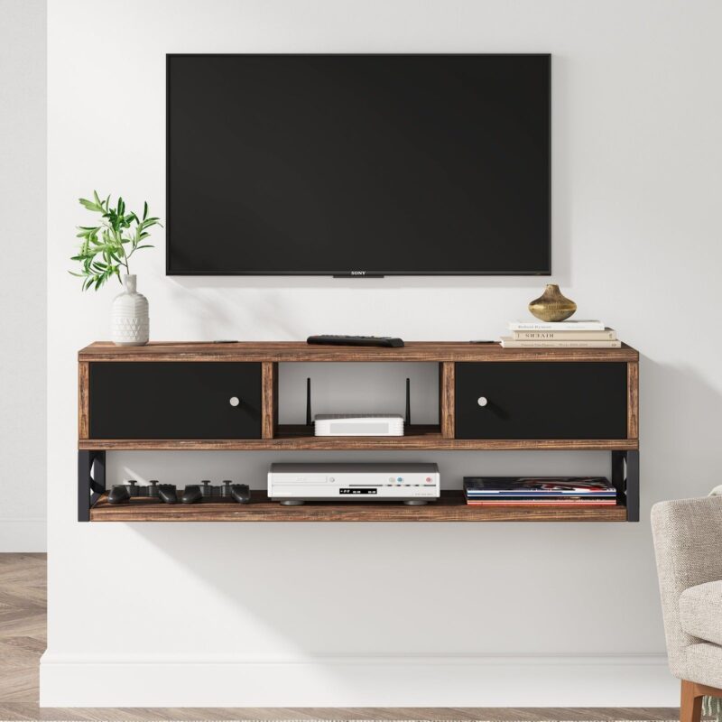 Floating TV Stand, 3-Tier Entertainment Center Media Console Shelf