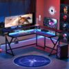 Gaming Desk, L Shaped Desk  with Led Lights & Monitor Stand - Image 2