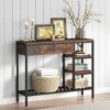 Sofa Console Table with Drawers, Rustic Industrial Entry Table