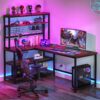 55" Reversible L-Shaped Desk with Wireless Charging & Shelves - Image 4