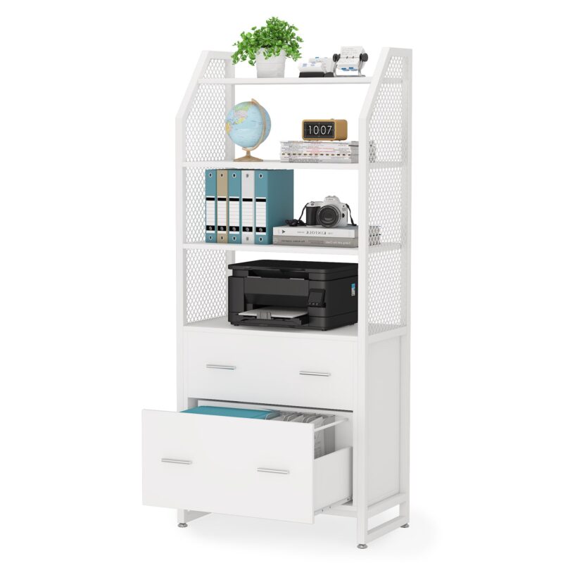 File Cabinet, 2 Drawer Vertical Filing Cabinet with Bookshelf - Image 7
