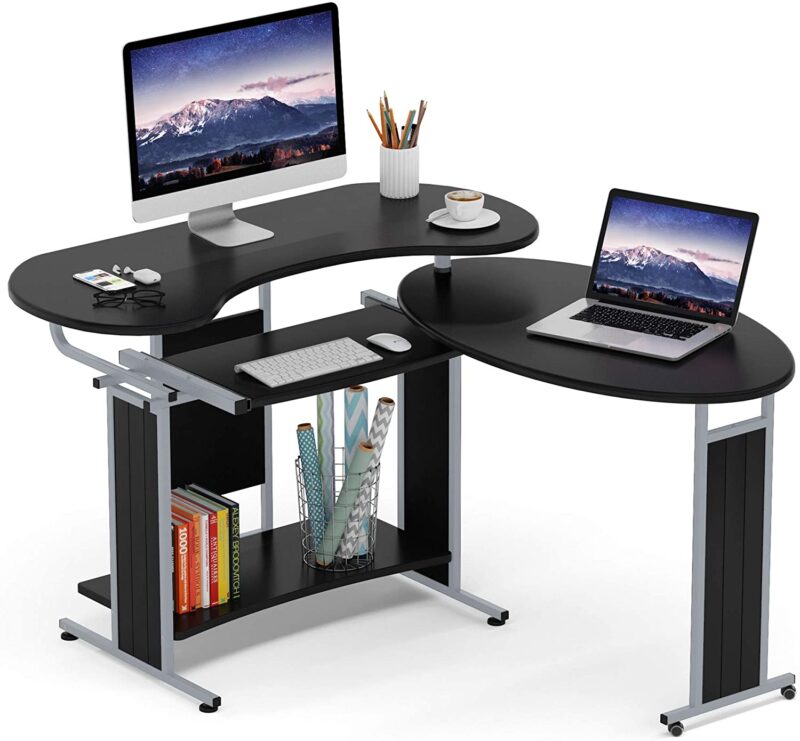 Rotating Corner Computer Desk, L-Shaped Studying Writing Table - Image 8