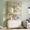 Bookshelf, 74.8" Modern  Etagere Bookcase with Storage Cabinet