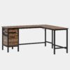 L-Shaped Desk, 59" Corner Computer Desk with Storage Drawers - Image 2