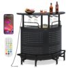 Smart Bar Unit with Led Lights, 3-Tier Liquor Bar Table