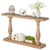 Console Table, 63" Solid Wood Entryway Table with Floor Shelf