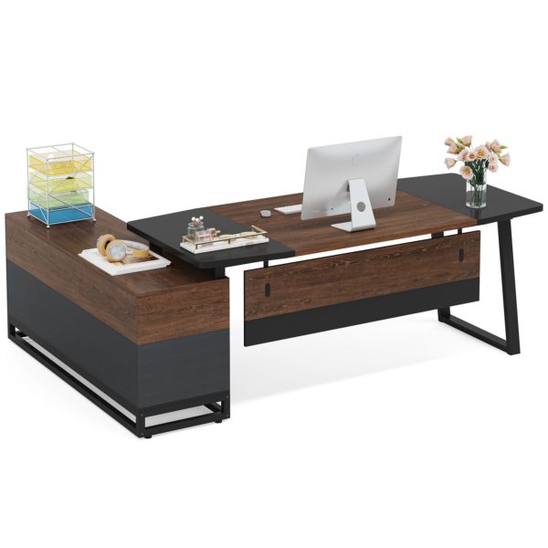 LShaped Desk, 67″ Executive Desk with 55″ Lateral File