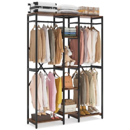 Freestanding Closet Organizer, 87" Garment Racks with Shelves