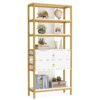 Bookshelf, 5-Tier Bookcase with 2 Drawers & LED Light