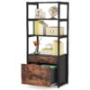 File Cabinet, 4-Tier Modern Bookshelf with 2 Drawers - Image 9