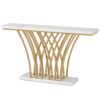 Console Table, 59 " Faux Marble Entryway Table with Geometric Metal Base - Image 2