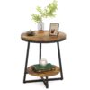End Table, 2 Tier Round Nightstand Bedside Table - Image 8