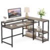 Reversible L Shaped Computer Corner Desk with Shelves - Image 11