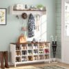 Coat Rack Shoe Bench Set, Hall Tree with Bench and 18 Shoe Cubbies - Image 2