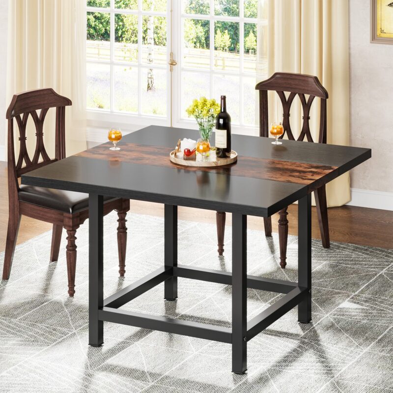 Dining Table, Rustic Square 39"x 39"x 29" Kitchen Table for 4 - Image 2