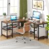 L-Shaped Desk, 59" Reversible Corner Computer Desk with Storage Shelves - Image 3