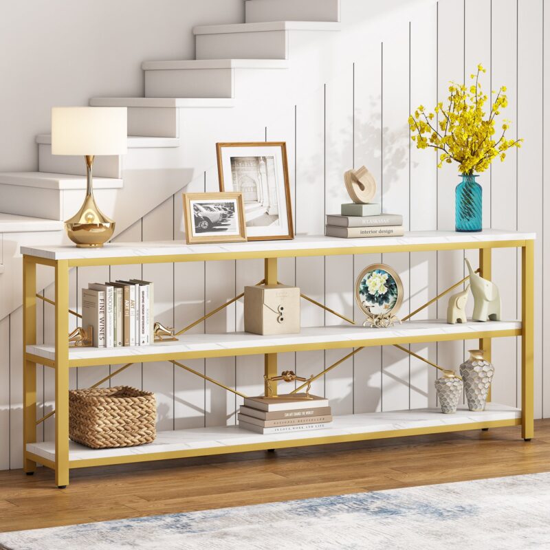 Sofa Table, 3 Tiers TV Stand Console Table - Image 8