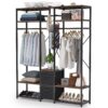Freestanding Closet Organizer, Metal Garment Rack with Shelves