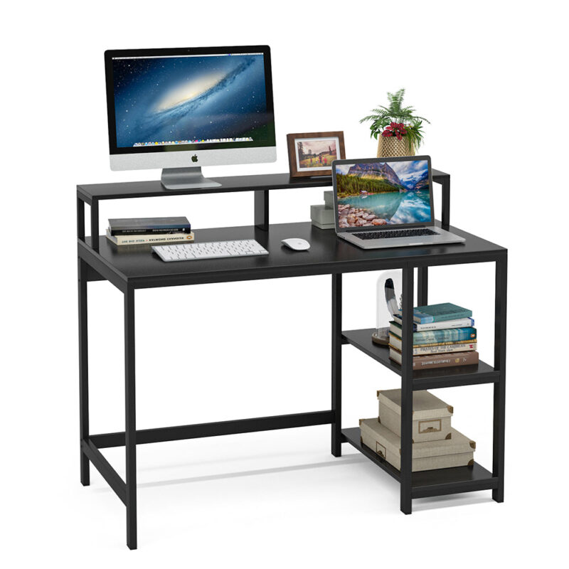 Computer Desk, Industrial Writing Desk with Shelves for Study - Image 9