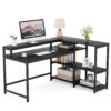 Reversible L Shaped Computer Corner Desk with Shelves - Image 9