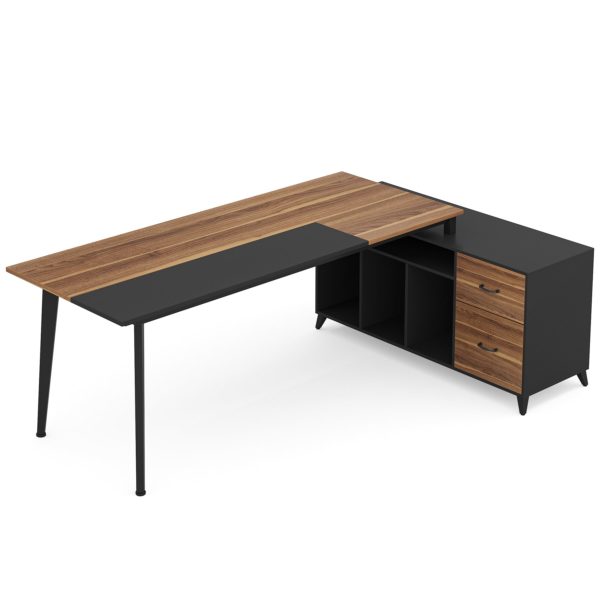 LShaped Desk, 70.9’’ Office Executive Desk with File