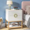 Nightstand, Sofa Side Table with 2 Drawers and Storage Shelf - Image 2