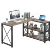 L-Shaped Desk, Reversible Corner Computer Desk with Shelves