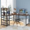 L-Shaped Desk, Reversible 59" Computer Desk with Storage Bookshelf - Image 2
