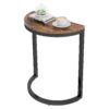 End Table, Half Round Narrow Side Table with Metal Frame