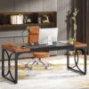 Executive Desk, 62.99" Office Computer Desk with Metal Frame - Image 2