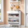 Shoe Cabinet with Floating Shelf, Modern 3 Drawers Shoe Organizer - Image 3