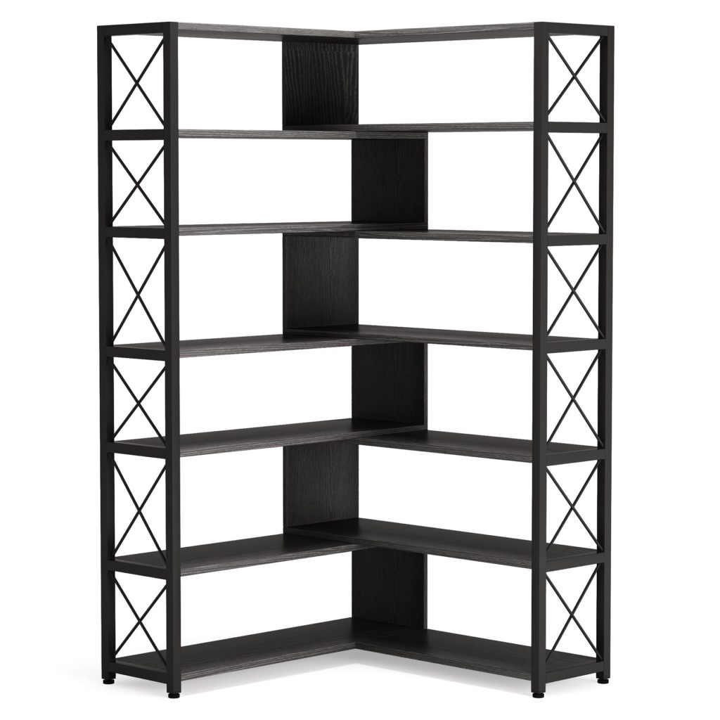 Garvee 71''Corner Bookcase, 6-Tiers Bookshelf, L-Shaped Corner Shelf Display Rack Storage For Living Room Home Office