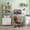 Bookshelf, 4 Tier Etagere Display Bookcase with 2 Drawers - Image 11