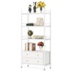 Bookshelf, 4-Tier Tall Bookcase Display Shelf with 2 Drawers