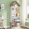 Bookshelf, 5-Shelf Skinny Cube Bookcase Display Shelving Unit