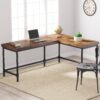 L-Shaped Desk, 67" Industrial Reversible Computer Corner Desk