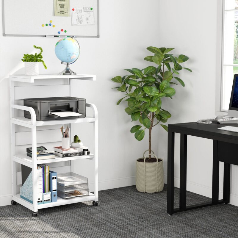 Printer Stand, 4-Shelf Mobile Printer Cart with Storage Shelves - Image 9