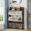 Shoe Cabinet, Freestanding Shoe Organizer with 2 Flip Drawers & Shelves - Image 3