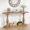 Console Table, 63" Solid Wood Entryway Table with Floor Shelf - Image 3
